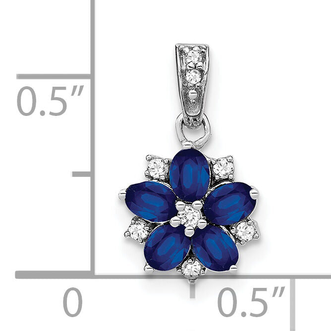 14k White Gold Sapphire and Diamond Floral Pendant-PM7207-SA-008-WA
