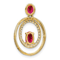 14k Ruby and Diamond Oval Pendant-PM7208-RU-016-YA