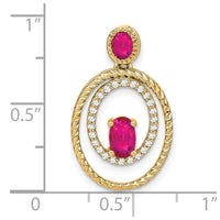 14k Ruby and Diamond Oval Pendant-PM7208-RU-016-YA
