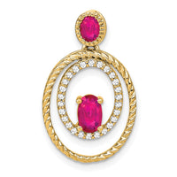 14k Ruby and Diamond Oval Pendant-PM7208-RU-016-YA