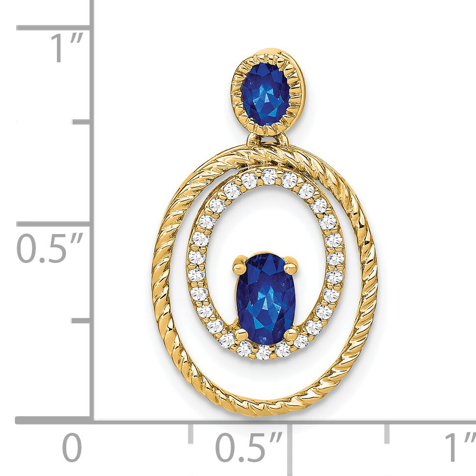 14k Sapphire and Diamond Oval Pendant-PM7208-SA-016-YA