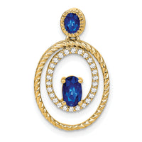 14k Sapphire and Diamond Oval Pendant-PM7208-SA-016-YA