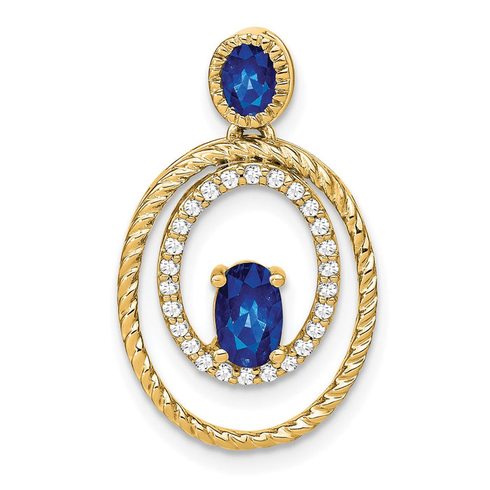 14k Sapphire and Diamond Oval Pendant-PM7208-SA-016-YA