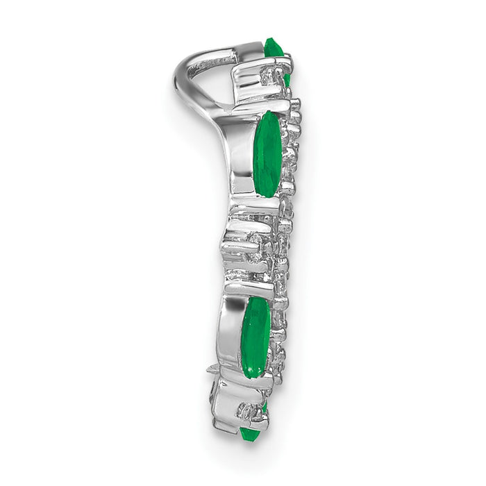 14k White Gold Emerald and Diamond Circle Chain Slide-PM7210-EM-052-WA