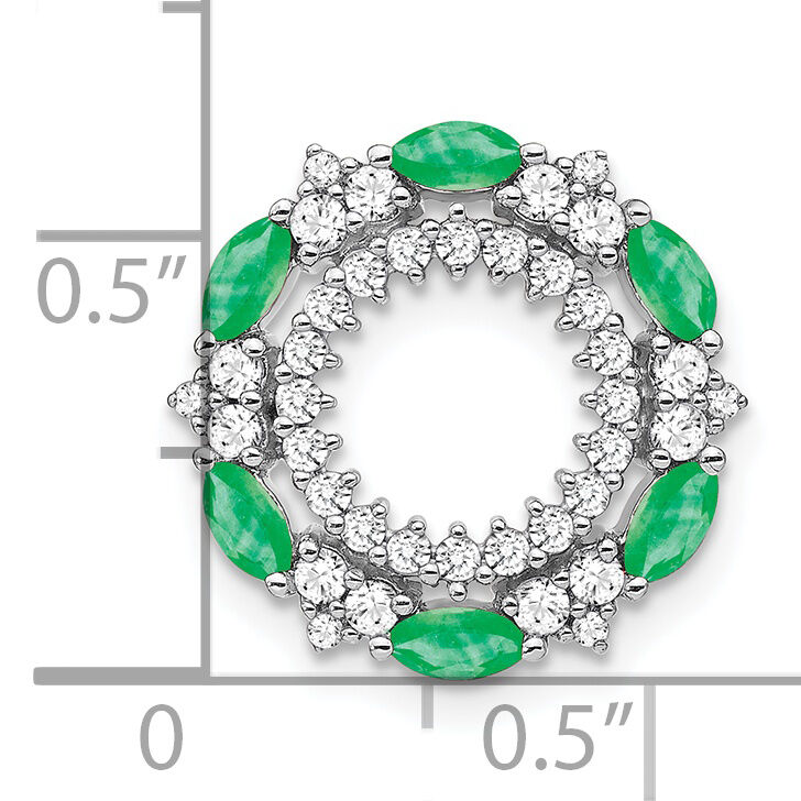 14k White Gold Emerald and Diamond Circle Chain Slide-PM7210-EM-052-WA