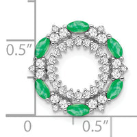 14k White Gold Emerald and Diamond Circle Chain Slide-PM7210-EM-052-WA