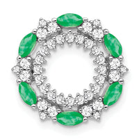 14k White Gold Emerald and Diamond Circle Chain Slide-PM7210-EM-052-WA