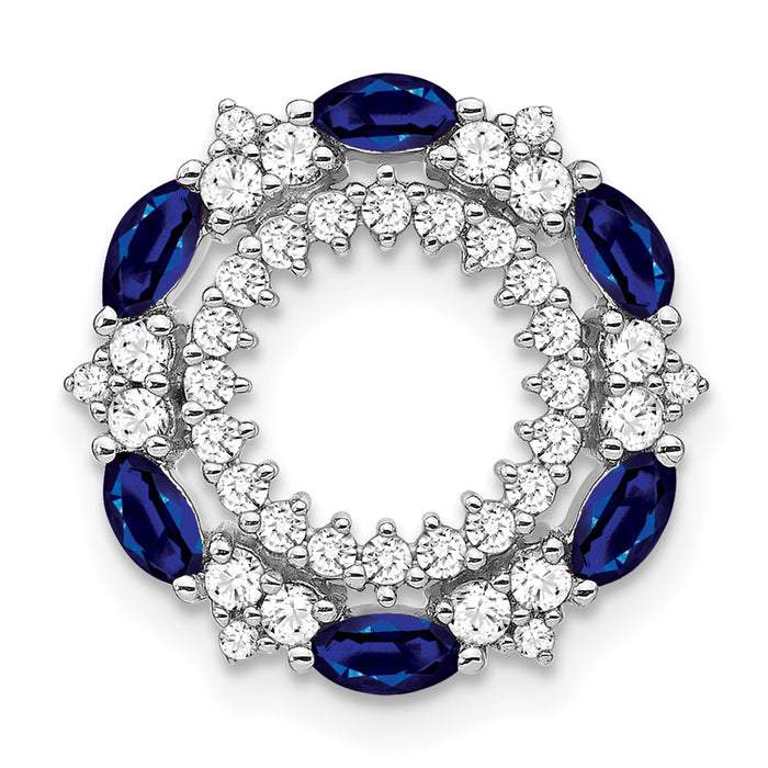 14k White Gold Sapphire and Diamond Circle Chain Slide-PM7210-SA-052-WA