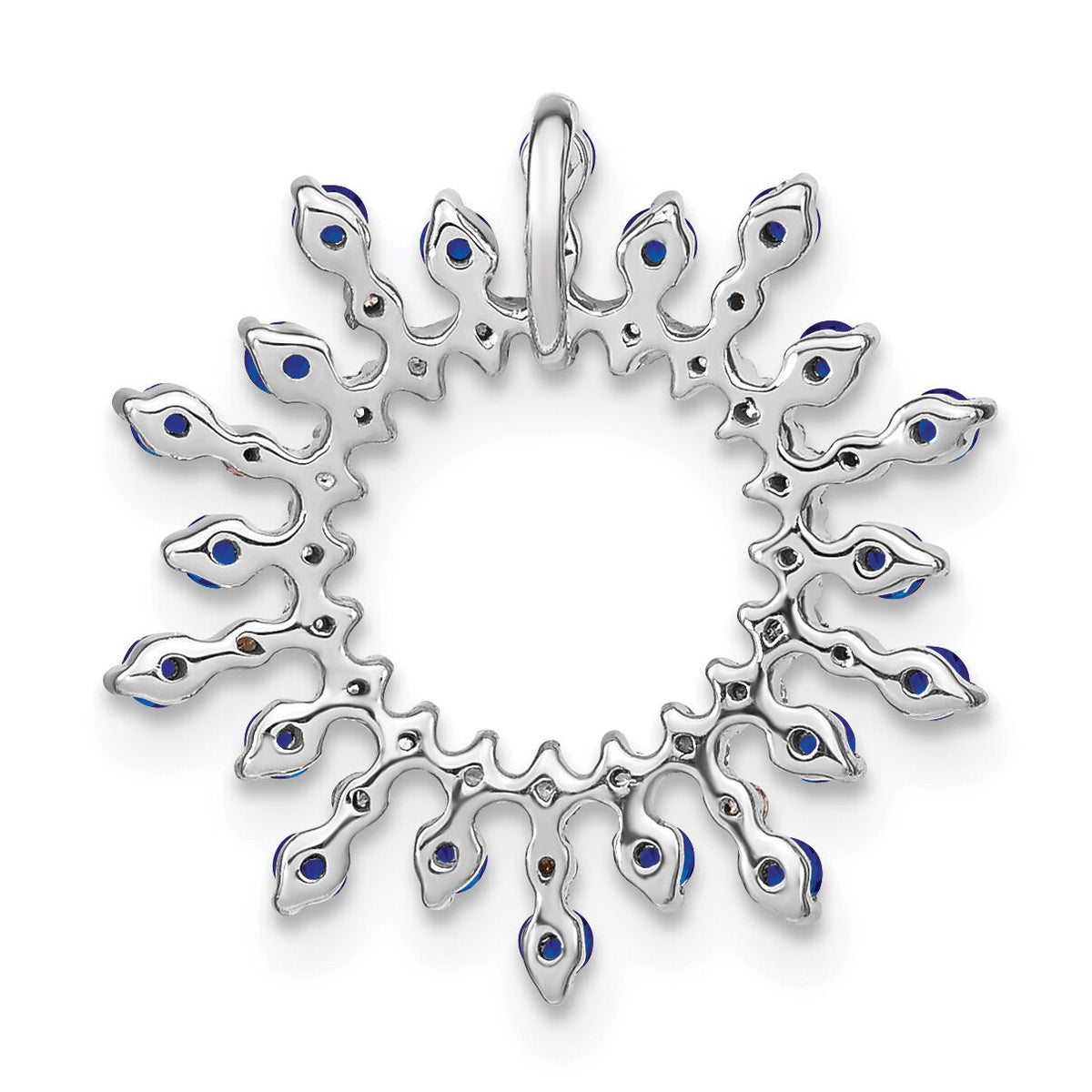14k White Gold Sapphire and Diamond Snowflake Chain Slide-PM7211-SA-021-WA