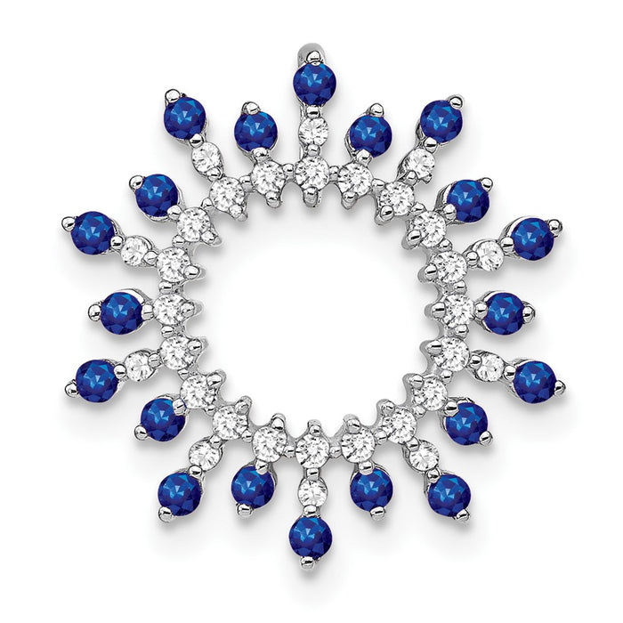 14k White Gold Sapphire and Diamond Snowflake Chain Slide-PM7211-SA-021-WA