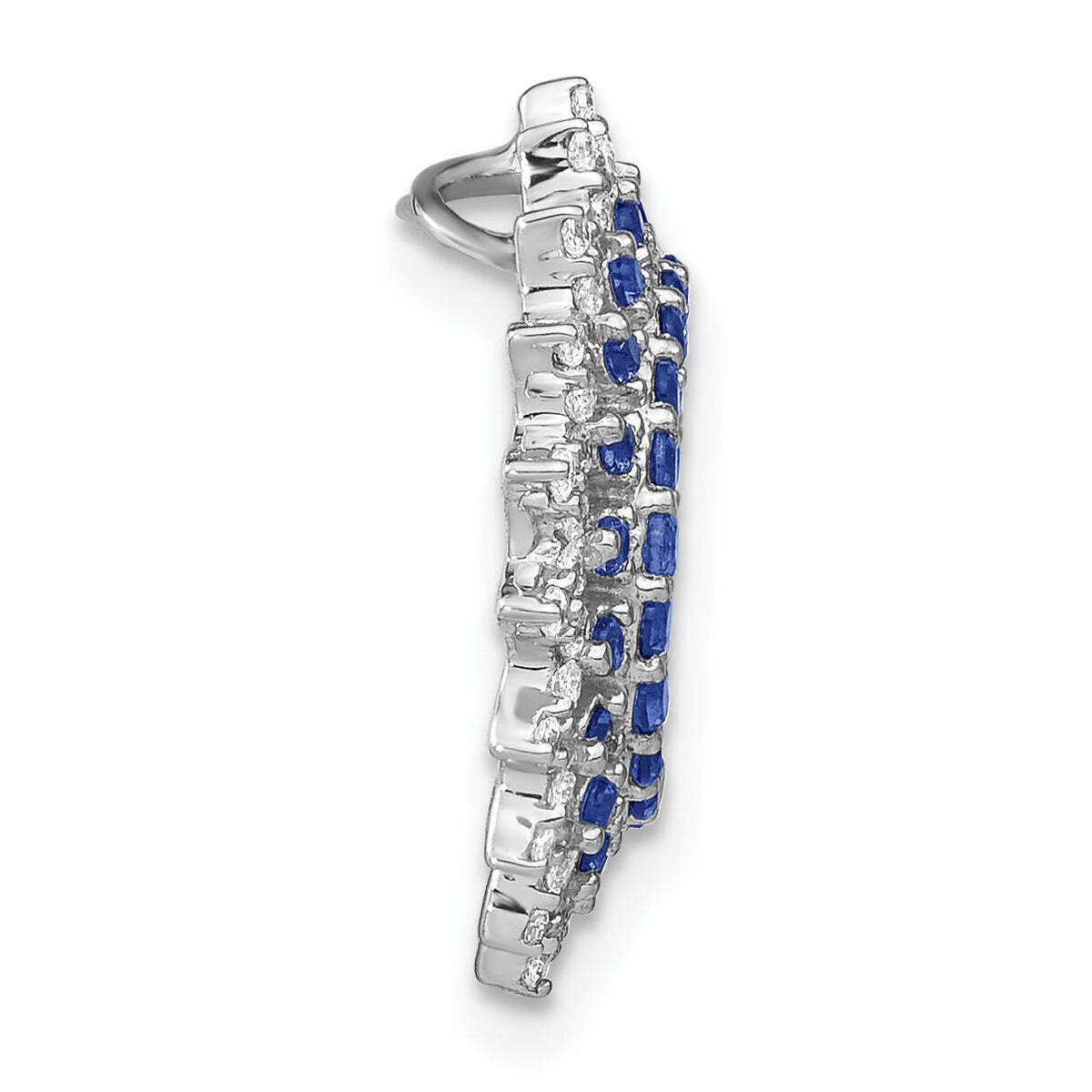 14k White Gold Sapphire and Diamond Sunburst Chain Slide-PM7212-SA-034-WA