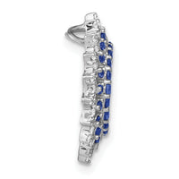 14k White Gold Sapphire and Diamond Sunburst Chain Slide-PM7212-SA-034-WA