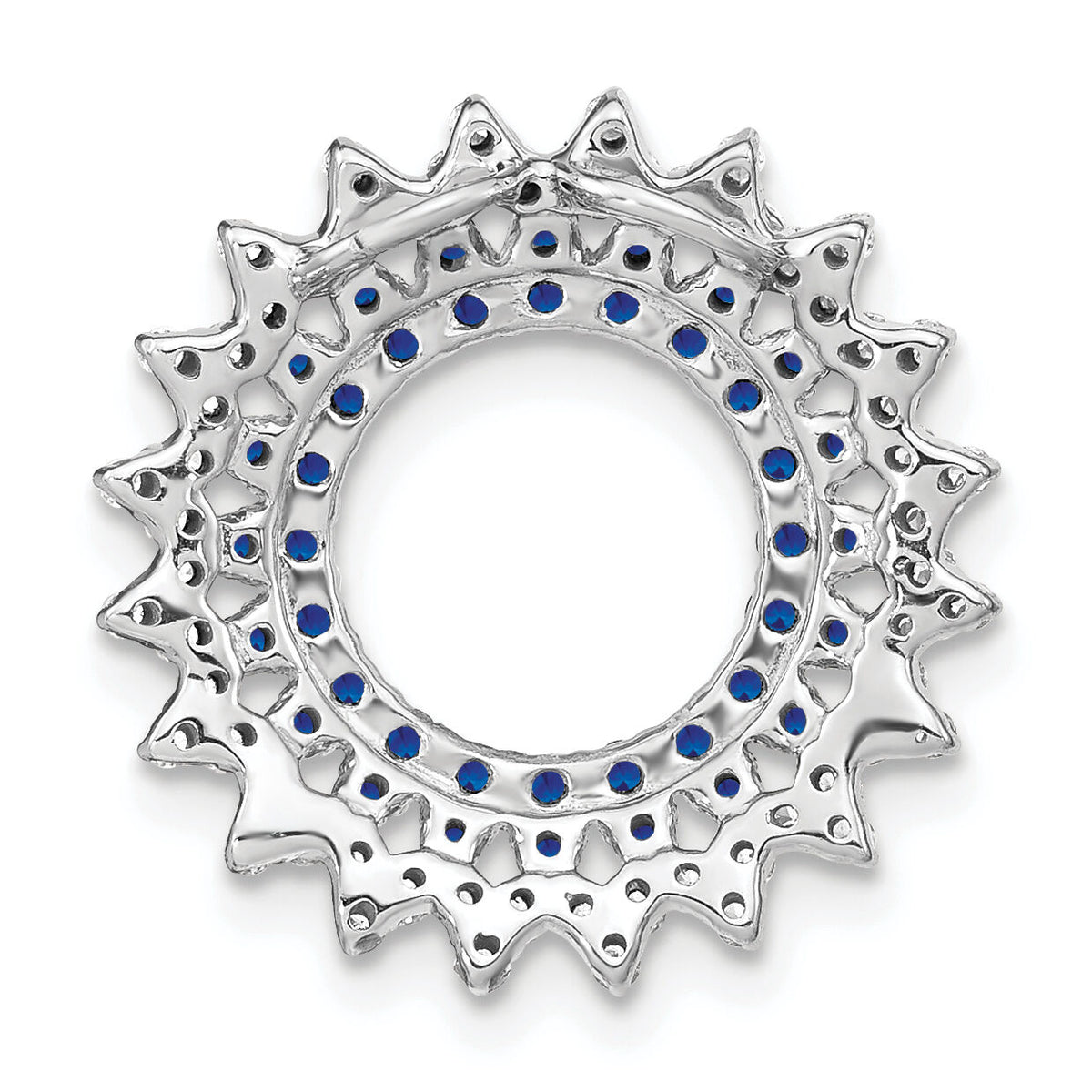 14k White Gold Sapphire and Diamond Sunburst Chain Slide-PM7212-SA-034-WA