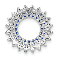 14k White Gold Sapphire and Diamond Sunburst Chain Slide-PM7212-SA-034-WA