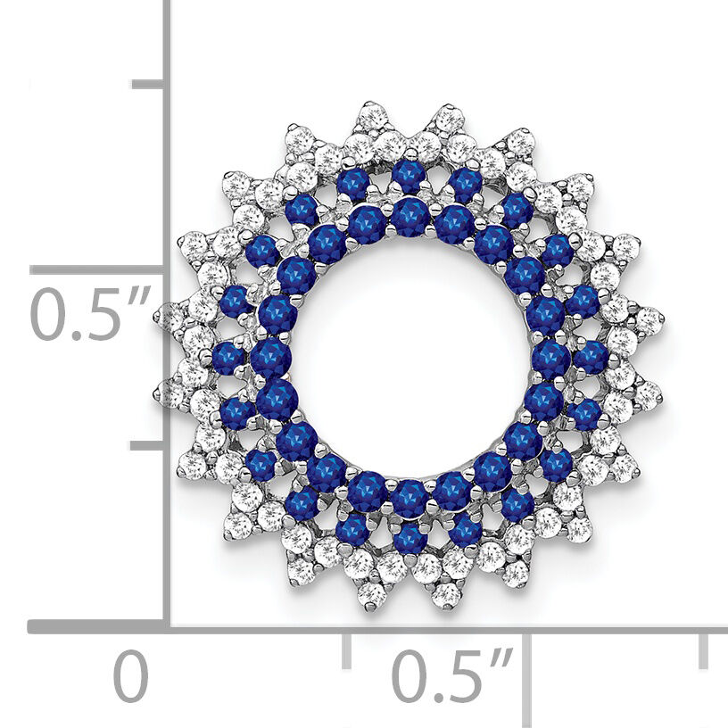 14k White Gold Sapphire and Diamond Sunburst Chain Slide-PM7212-SA-034-WA