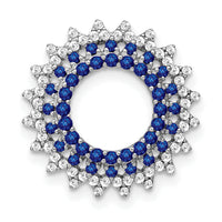 14k White Gold Sapphire and Diamond Sunburst Chain Slide-PM7212-SA-034-WA