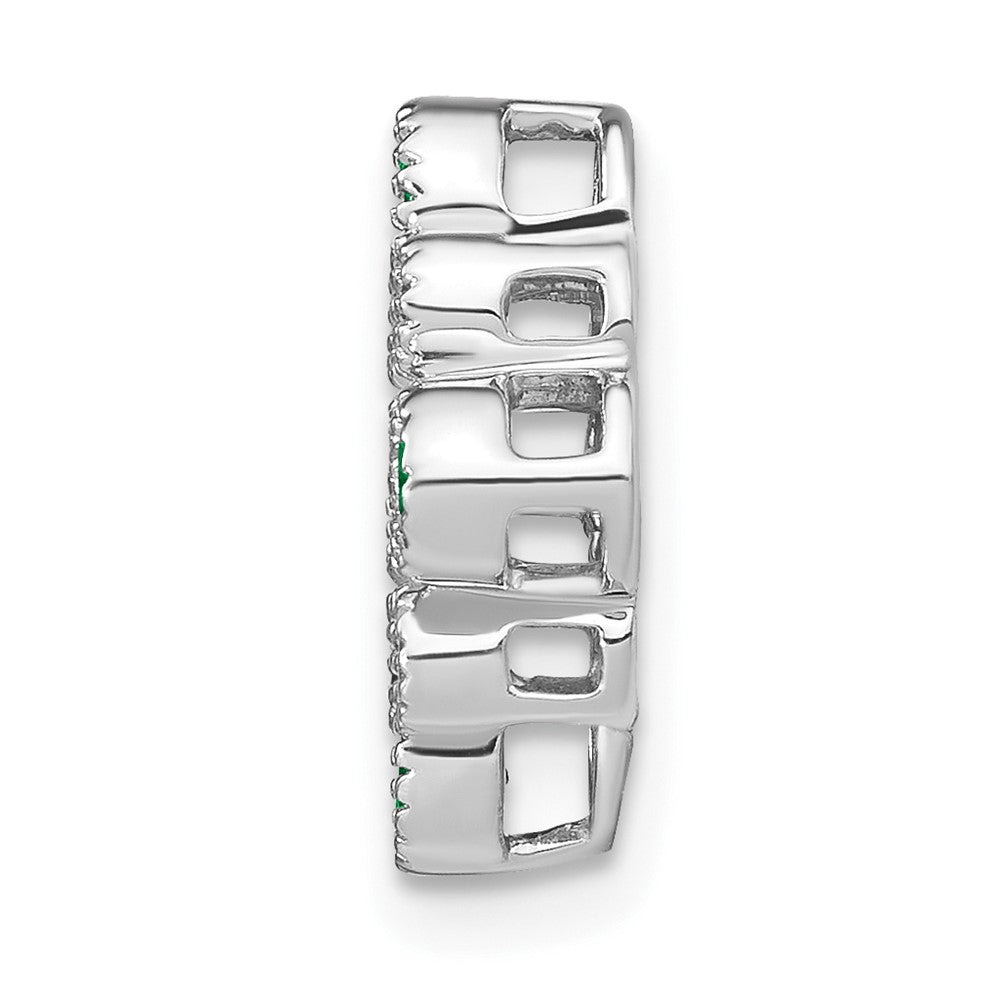 14k White Gold Emerald and Diamond Chain Slide-PM7218-EM-010-WA