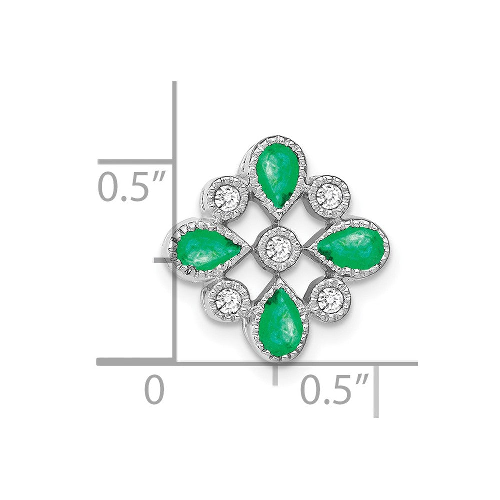 14k White Gold Emerald and Diamond Chain Slide-PM7218-EM-010-WA