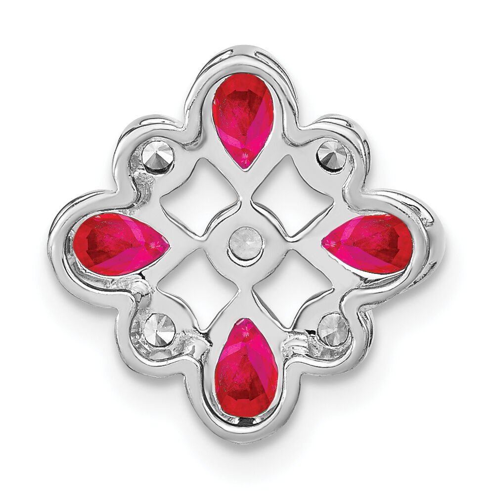 14k White Gold Ruby and Diamond Chain Slide-PM7218-RU-010-WA