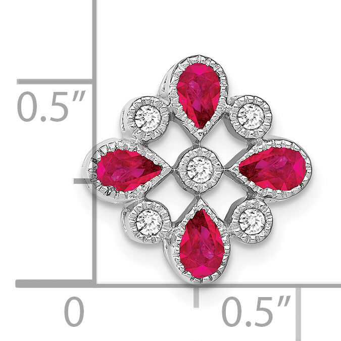 14k White Gold Ruby and Diamond Chain Slide-PM7218-RU-010-WA