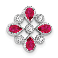 14k White Gold Ruby and Diamond Chain Slide-PM7218-RU-010-WA