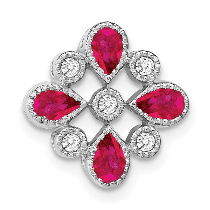 14k White Gold Ruby and Diamond Chain Slide-PM7218-RU-010-WA