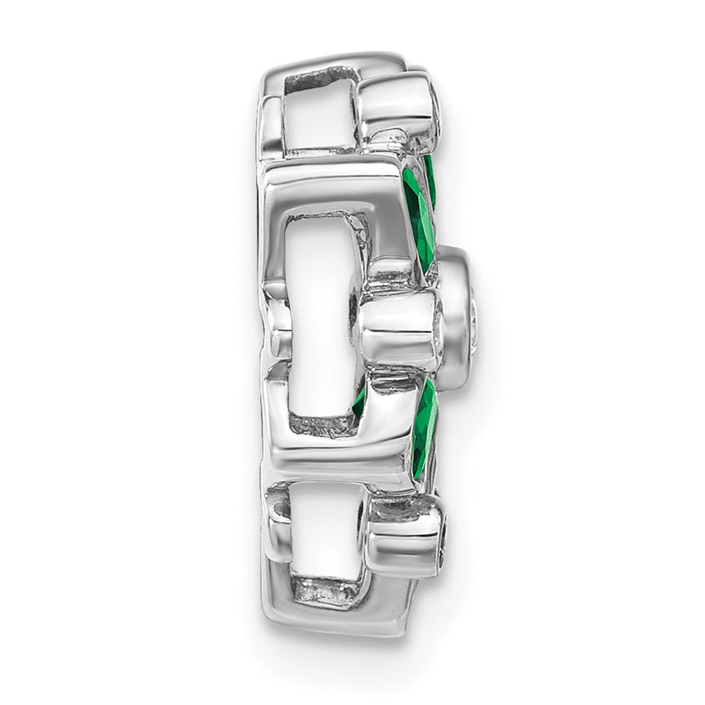 14k White Gold Emerald and Diamond Chain Slide-PM7219-EM-013-WA