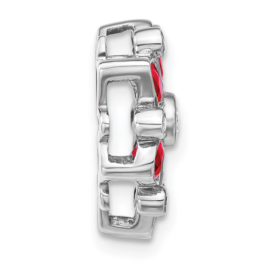 14k White Gold Ruby and Diamond Chain Slide-PM7219-RU-013-WA