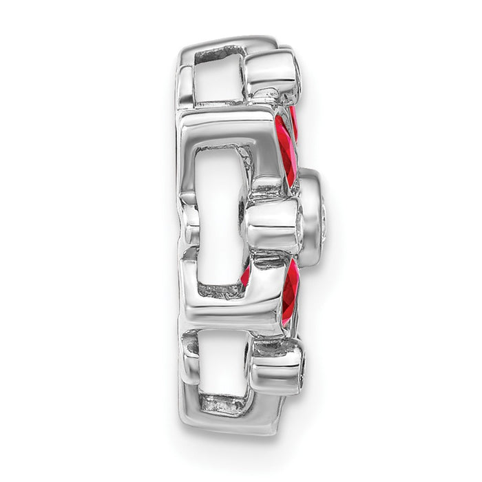 14k White Gold Ruby and Diamond Chain Slide-PM7219-RU-013-WA