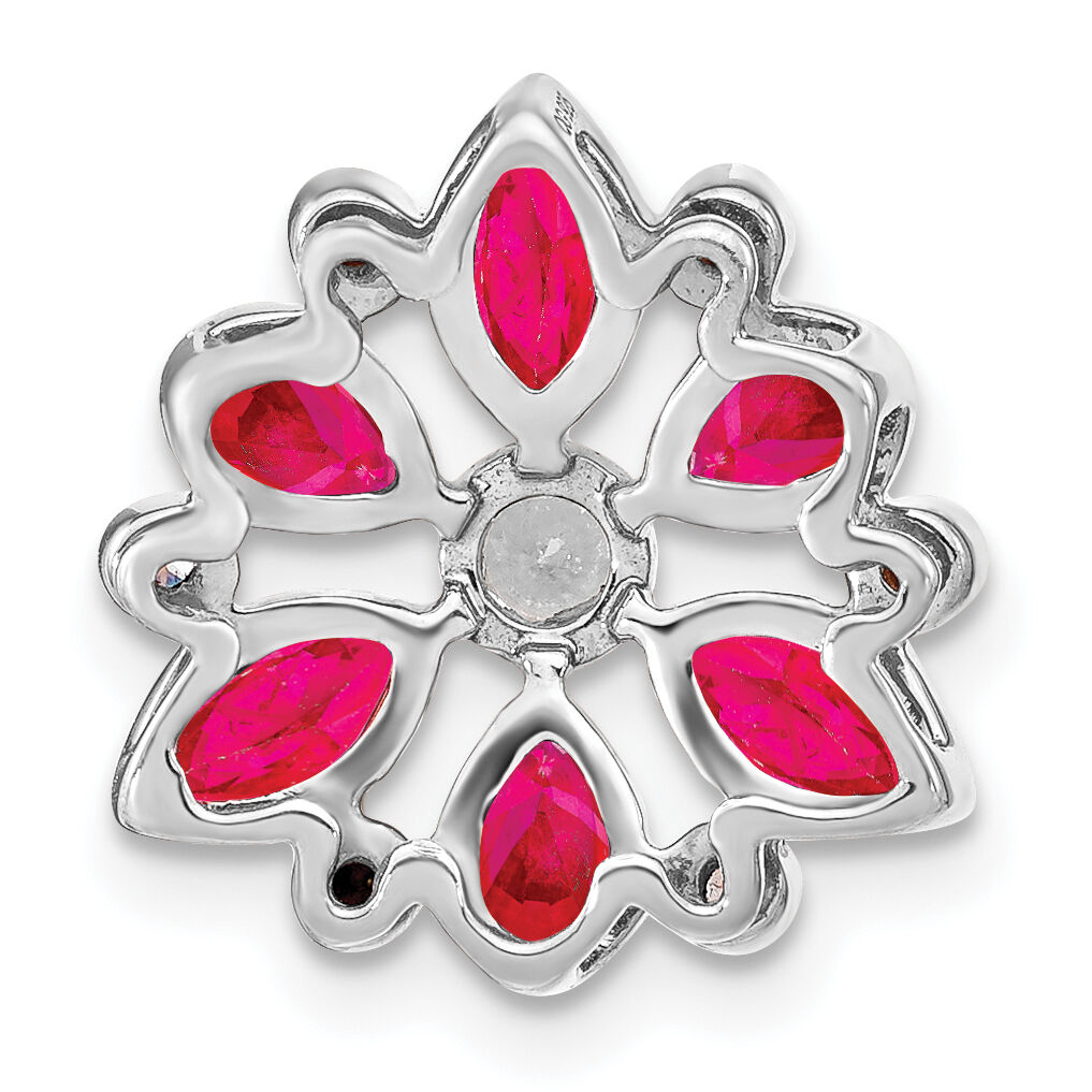 14k White Gold Ruby and Diamond Chain Slide-PM7219-RU-013-WA