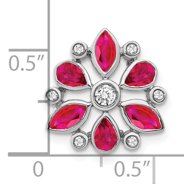 14k White Gold Ruby and Diamond Chain Slide-PM7219-RU-013-WA