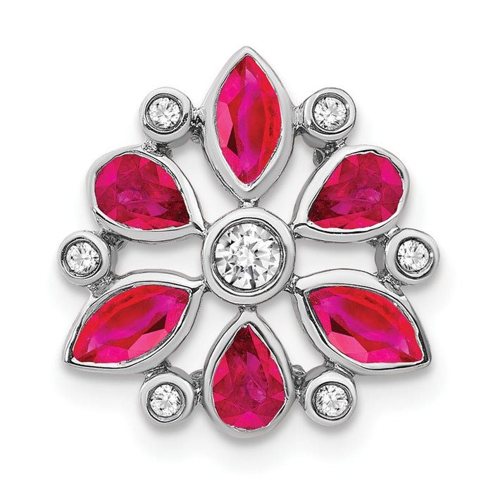 14k White Gold Ruby and Diamond Chain Slide-PM7219-RU-013-WA