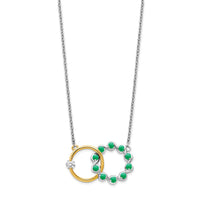 14k Two-tone Emerald and Diamond 18in. Circles Necklace-PM7220-EM-012-WYA