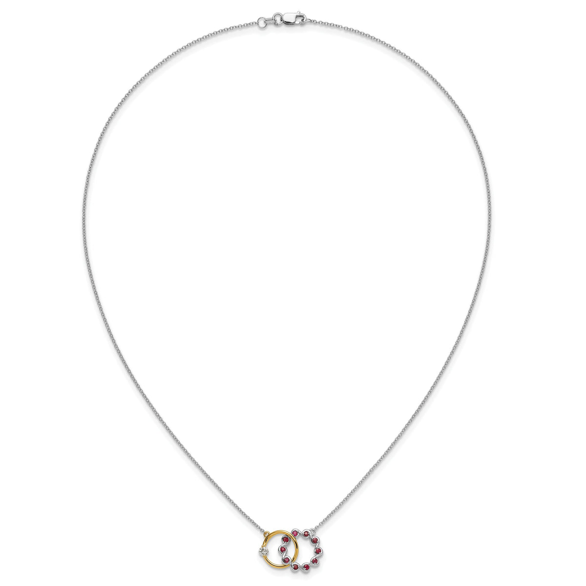 14k Two-tone Ruby and Diamond 18in. Circles Necklace-PM7220-RU-012-WYA