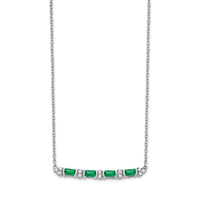14k White Gold Emerald and Diamond 18in. Bar Necklace-PM7225-EM-010-WA