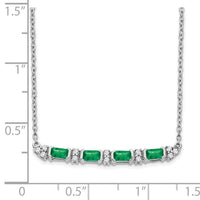 14k White Gold Emerald and Diamond 18in. Bar Necklace-PM7225-EM-010-WA