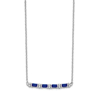 14k White Gold Sapphire and Diamond 18in. Bar Necklace-PM7225-SA-010-WA