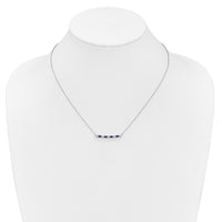 14k White Gold Sapphire and Diamond 18in. Bar Necklace-PM7225-SA-010-WA