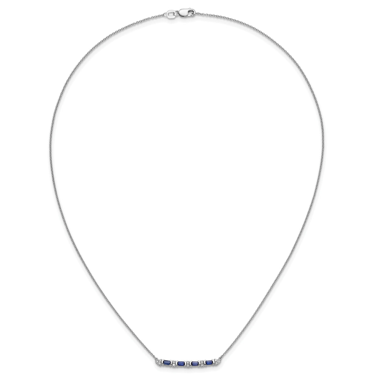 14k White Gold Sapphire and Diamond 18in. Bar Necklace-PM7225-SA-010-WA