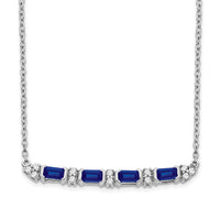 14k White Gold Sapphire and Diamond 18in. Bar Necklace-PM7225-SA-010-WA