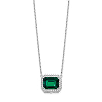 14k White Gold Octagon Created Emerald and Diamond 18in. Necklace-PM7227-EM-017-WA