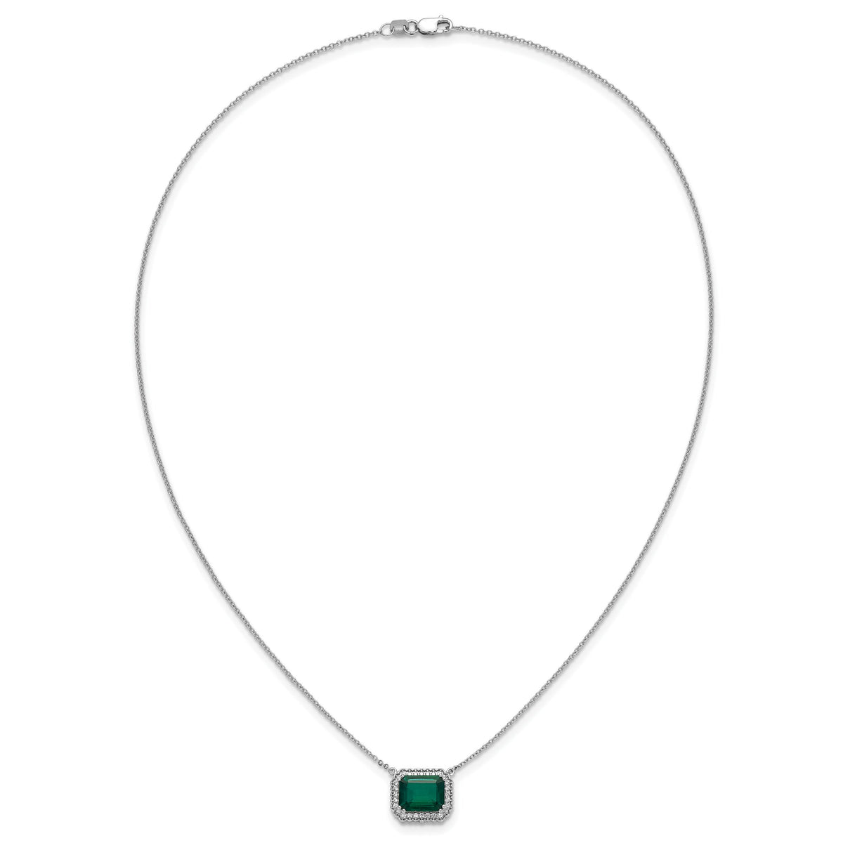14k White Gold Octagon Created Emerald and Diamond 18in. Necklace-PM7227-EM-017-WA