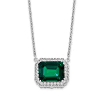 14k White Gold Octagon Created Emerald and Diamond 18in. Necklace-PM7227-EM-017-WA