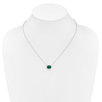 14k White Gold Oval Created Emerald/Diamond 18in. Halo Necklace-PM7228-EM-016-WA
