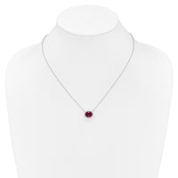 14k White Gold Oval Created Ruby/Diamond 18in. Halo Necklace-PM7228-RU-016-WA