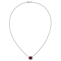 14k White Gold Oval Created Ruby/Diamond 18in. Halo Necklace-PM7228-RU-016-WA