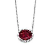 14k White Gold Oval Created Ruby/Diamond 18in. Halo Necklace-PM7228-RU-016-WA