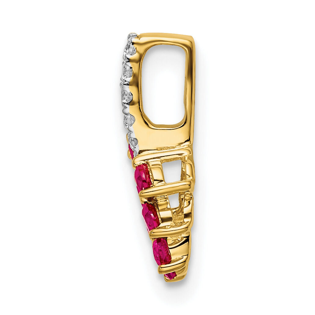 14k Ruby and Diamond Leaf Pendant-PM7248-RU-005-YA