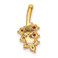 14k Ruby and Diamond Leaf Pendant-PM7248-RU-005-YA