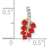 14k Ruby and Diamond Leaf Pendant-PM7248-RU-005-YA